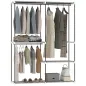 Armario de Ropa Armario Abierto con 4 Estantes de Tela 3 Barras para Colgar Marco de Metal 142x43x185 cm Gris Claro