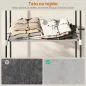 Armario de Ropa Armario Abierto con 4 Estantes de Tela 3 Barras para Colgar Marco de Metal 142x43x185 cm Gris Claro