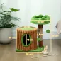 Árbol Rascador para Gatos 53 cm Diseño de Tronco con Casita Cama Poste de Yute Bolas Marrón y Verde