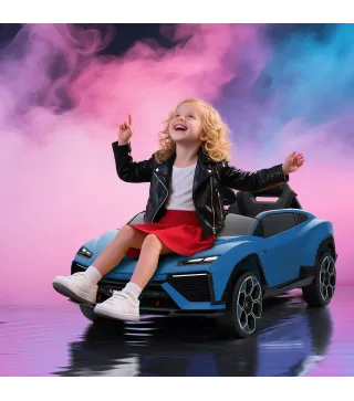 Coche Eléctrico para Niños de +3 Años con licencia Lamborghini Batería 12V Mando a Distancia 2,4 G Motor Doble Azul