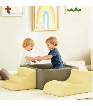 Juego de 7 Bloques de Espuma para Niños con Fundas de Pana Lavables para Escalar y Gatear Multicolor