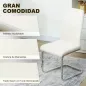 Juego de 4 Sillas de Comedor con Asiento y Respaldo Acolchado Tapizado en Terciopelo Patas de Acero Crema