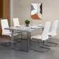 Juego de 4 Sillas de Comedor con Asiento y Respaldo Acolchado Tapizado en Terciopelo Patas de Acero Crema