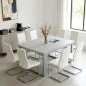 Juego de 4 Sillas de Comedor con Asiento y Respaldo Acolchado Tapizado en Terciopelo Patas de Acero Crema