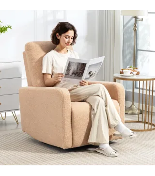 Sillón Relax Reclinable Manual hasta 135º con Reposabrazos Reposapiés Acolchado Grueso Función de Balanceo 360° Marrón