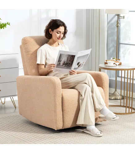 Sillón Relax Reclinable Manual hasta 135º con Reposabrazos Reposapiés Acolchado Grueso Función de Balanceo 360° Marrón