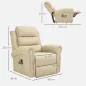 Sillón Relax Reclinable Eléctrico Levanta Personas con Masaje Vibratorio y Calor Control Remoto Crema