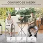 Conjunto de Jardín 3 Piezas con Mesa Redonda de Vidrio Templado y 2 Sillas Plegables con Asientos de Malla Transpirable