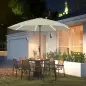 Sombrilla Terraza Exterior con Luces LED Protección UV50+ Poste de Aluminio Manivela Techo Ventilado Ø300x256 cm Crema