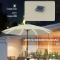 Sombrilla Terraza Exterior con Luces LED Protección UV50+ Poste de Aluminio Manivela Techo Ventilado Ø300x256 cm Crema