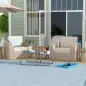 Juego de 2 Mesas de Jardín Apilables con Estructura de Metal y Recubrimiento Epoxi Anticorrosivo para Terraza Azul Juego de 2 Mesas de Jardín Apilables con Estructura de Metal y Recubrimiento Epoxi Anticorrosivo para Terraza Azul