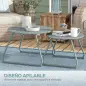 Juego de 2 Mesas de Jardín Apilables con Estructura de Metal y Recubrimiento Epoxi Anticorrosivo para Terraza Azul