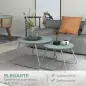 Juego de 2 Mesas de Jardín Apilables con Estructura de Metal y Recubrimiento Epoxi Anticorrosivo para Terraza Azul