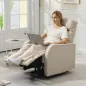 Sillón Relax Reclinable Sofá Relax Tapizado en PU con Reposapiés Retráctil para Dormitorio Salón 65x89x100 cm Crema