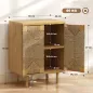 Aparador Bohemio de 2 Puertas con Cuerda Tejida a Mano Estante Ajustable Apertura por Presión Roble 60x40x78 cm