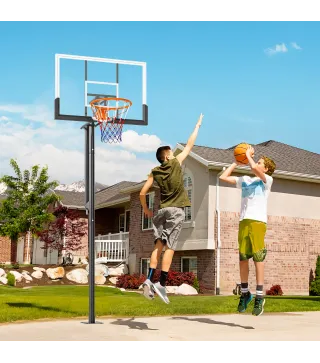 Canasta de Baloncesto Exterior en el Suelo Altura Ajustable 230-375 cm con Soporte Tablero Irrompible 120 cm Aro Ø48 cm