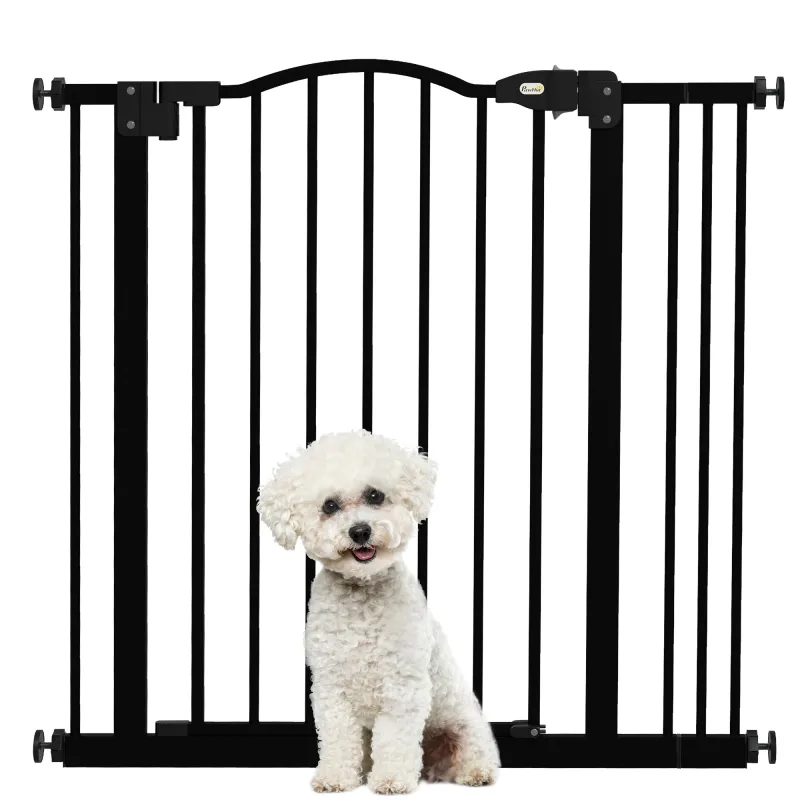 Barrera para Perros con Ancho Ajustable 74-87 cm Barrera de Seguridad para Perros con 1 Extensión Negro