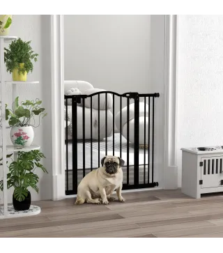 Barrera para Perros con Ancho Ajustable 74-87 cm Barrera de Seguridad para Perros con 1 Extensión Negro