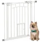 Barrera de Seguridad para Perros 74-80 cm con Montaje a Presión Doble Bloqueo Extensión para Puerta Escalera Blanco