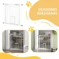 Barrera de Seguridad para Perros 74-80 cm con Montaje a Presión Doble Bloqueo Extensión para Puerta Escalera Blanco