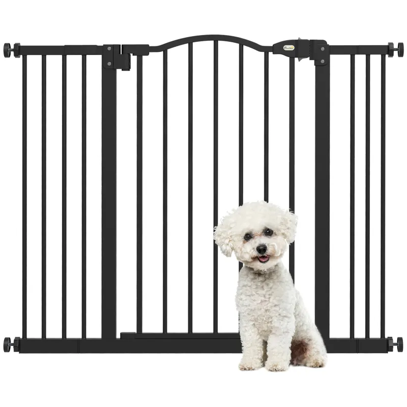 Barrera para Perros con Ancho Ajustable 74-100 cm Barrera de Seguridad para Perros con 2 Extensiones Negro
