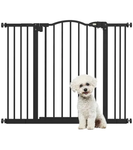 Barrera para Perros con Ancho Ajustable 74-100 cm Barrera de Seguridad para Perros con 2 Extensiones Negro