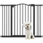 Barrera para Perros con Ancho Ajustable 74-100 cm Barrera de Seguridad para Perros con 2 Extensiones Negro
