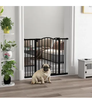 Barrera para Perros con Ancho Ajustable 74-100 cm Barrera de Seguridad para Perros con 2 Extensiones Negro