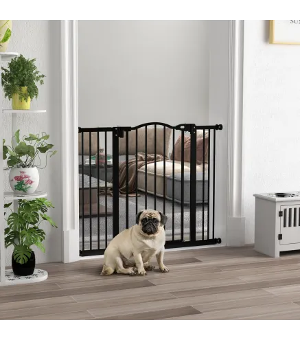 Barrera para Perros con Ancho Ajustable 74-100 cm Barrera de Seguridad para Perros con 2 Extensiones Negro