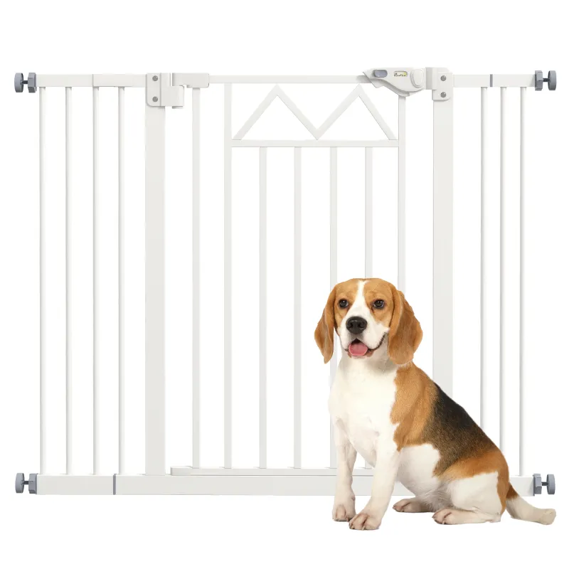 Barrera para Perros Extensible con Cierre Automático y Sistema de Doble Bloqueo 74-100x76 cm Blanco