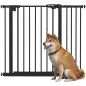 Barrera de Seguridad para Perros 74-94 cm con Extensión Montaje a Presión y Doble Bloqueo Negro