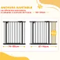 Barrera de Seguridad para Perros 74-94 cm con Extensión Montaje a Presión y Doble Bloqueo Negro