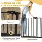 Barrera de Seguridad para Perros 74-94 cm con Extensión Montaje a Presión y Doble Bloqueo Negro