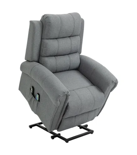 Sillón Relax Reclinable Eléctrico Levanta Personas con Masaje Vibratorio y Calor Control Remoto Gris