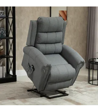 Sillón Relax Reclinable Eléctrico Levanta Personas con Masaje Vibratorio y Calor Control Remoto Gris