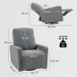 Sillón Relax Reclinable Manual hasta 135º con Reposabrazos Reposapiés Acolchado Grueso y Función de Balanceo 360° Gris