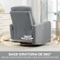 Sillón Relax Reclinable Manual hasta 135º con Reposabrazos Reposapiés Acolchado Grueso y Función de Balanceo 360° Gris Sillón Relax Reclinable Manual hasta 135º con Reposabrazos Reposapiés Acolchado Grueso y Función de Balanceo 360° Gris