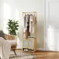 Perchero de Bambú con Armario Zapatero Barra para Colgar Estante Ajustable para Entrada Pasillo 53x31x168 cm Natural