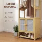 Perchero de Bambú con Armario Zapatero Barra para Colgar Estante Ajustable para Entrada Pasillo 53x31x168 cm Natural