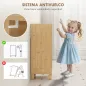 Mueble Auxiliar de Baño Estrecho con Puerta de Lamas Balda Abierto Estante Ajustable 30x30x80 cm Natural