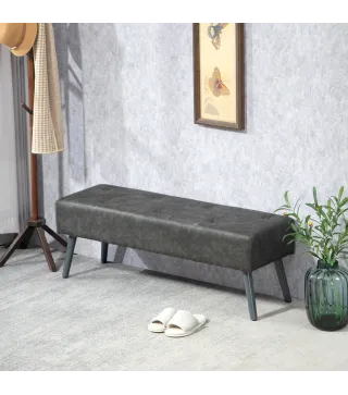 Banco de Pie de Cama Banqueta de dormitorio con Patas de Madera y Asiento Acolchado 114x38x42 cm Gris