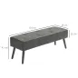 Banco de Pie de Cama Banqueta de dormitorio con Patas de Madera y Asiento Acolchado 114x38x42 cm Gris