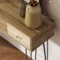 Mesa de Consola Mesa de Sofá con 3 Cajones con Patas de Acero Tipo Horquilla Estilo Bohemio Natural