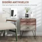 Mesita de Noche con 2 Cajones Patas de Acero Estilo Bohemio para Dormitorio Salón 45x39x55,5 cm Marrón