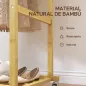 Perchero Colgador de Ropa de Bambú con Ruedas Estante para Zapatos 2 Barras para Colgar 80x40x160 cm Natural