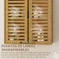 Armario de Baño de Pared de Bambú Mueble de Baño Colgante con Estante Ajustable Puertas de Lamas Natural