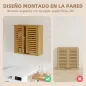 Armario de Baño de Pared de Bambú Mueble de Baño Colgante con Estante Ajustable Puertas de Lamas Natural