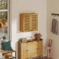Armario de Baño de Pared de Bambú Mueble de Baño Colgante con Estante Ajustable Puertas de Lamas Natural