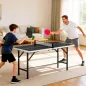 Mini Mesa de Ping-Pong Plegable con Red 2 Raquetas y 3 Pelotas para Interior y Exterior 152x76x70 cm Negro
