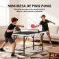 Mini Mesa de Ping-Pong Plegable con Red 2 Raquetas y 3 Pelotas para Interior y Exterior 152x76x70 cm Negro